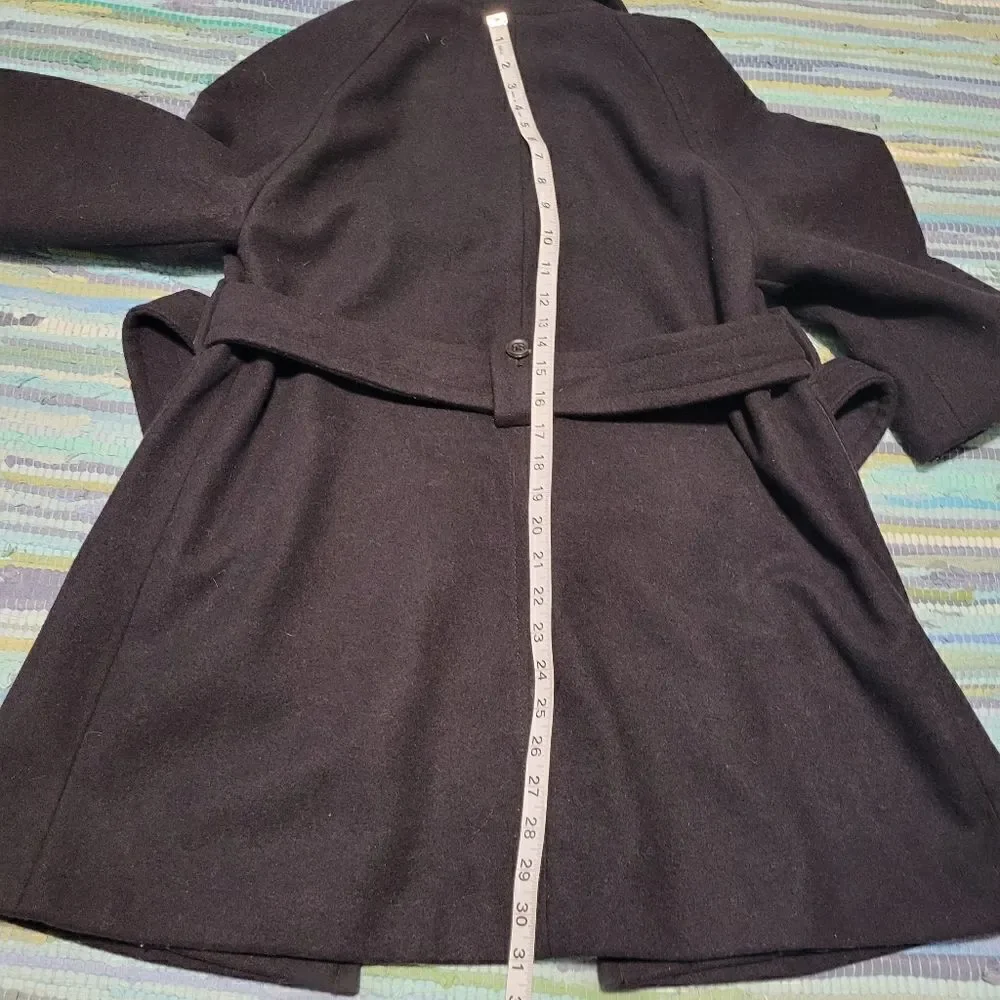 GAP Women's Dark Navy Wool Button-Down Belted Waist Pea Coat Size M